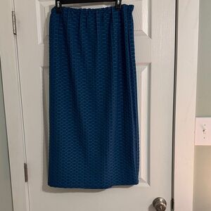 Midi Textured Skirt in Deep Blue